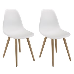 Malo - lot de 2 chaises blanches pieds couleur naturelle