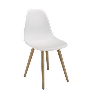 Malo - lot de 2 chaises blanches pieds couleur naturelle