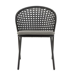 Malo - lot de 2 chaises rotin synthétique noir dossier arrondi ajouré