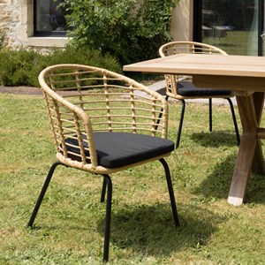 Malo - lot de 2 fauteuils en rotin synthétique couleur naturelle