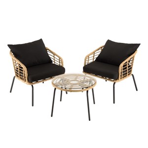 Malo - ensemble de 2 fauteuils rotin synthétique et table basse ronde