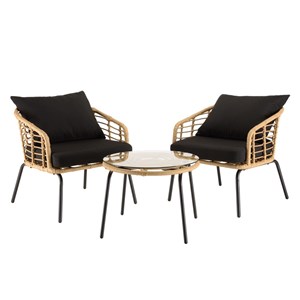 Malo - ensemble de 2 fauteuils rotin synthétique et table basse ronde