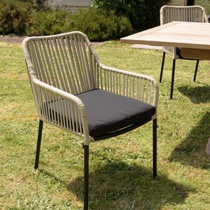 Malo - lot de 2 fauteuils cordage naturelle coussin assise noir