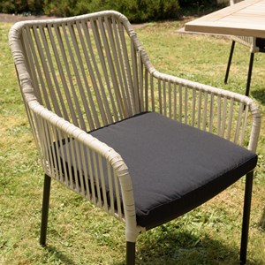 Malo - lot de 2 fauteuils cordage naturelle coussin assise noir