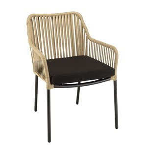 Malo - lot de 2 fauteuils cordage naturelle coussin assise noir