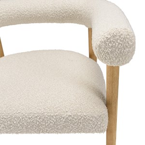 Gaston - chaise tissu bouclette, dossier arrondi pieds bois blanc