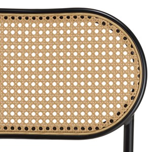 Lea - lot de 2 chaises assise tissu noir dossier effet cannage