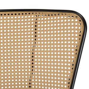 Lea - lot de 2 chaises assise tissu noir large dossier effet cannage
