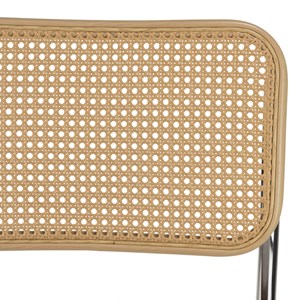 Lea - lot de 2 chaises assise tissu taupe dossier effet cannage