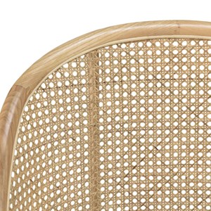 Agathe - chaise bois d'hévéa dossier arrondi rotin assise tissu blanc