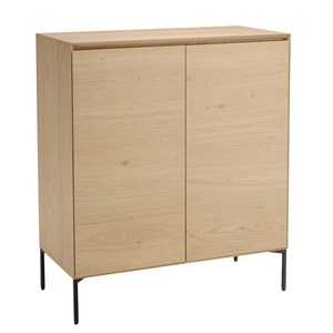 Maxendre - buffet bois couleur naturelle 2 portes 3 étagères pieds noir