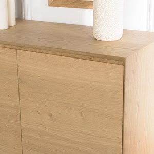 Maxendre - buffet bois couleur naturelle 2 portes 3 étagères pieds noir