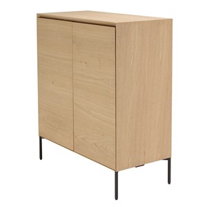 Maxendre - buffet bois couleur naturelle 2 portes 3 étagères pieds noir