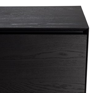 Maxendre - buffet en bois noir 2 portes 3 étagères pieds métal noir