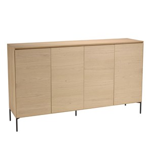 Maxendre - buffet bois couleur naturelle 4 portes 6 étagères pieds noir