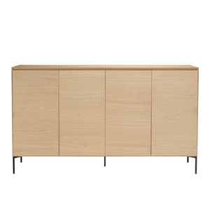 Maxendre - buffet bois couleur naturelle 4 portes 6 étagères pieds noir