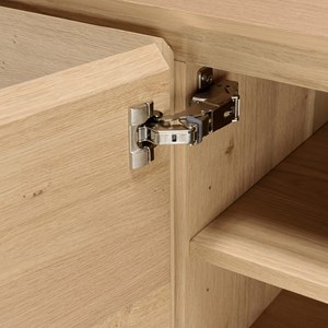 Maxendre - buffet bois couleur naturelle 4 portes 6 étagères pieds noir