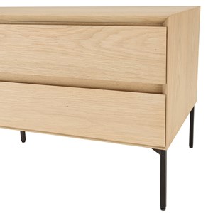 Maxendre - meuble tv bois naturel 1 porte 2 tiroirs pieds métal noir