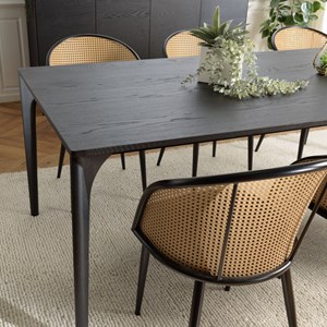 Maxence - table à manger rect. 220x100cm pieds en bois chêne noire