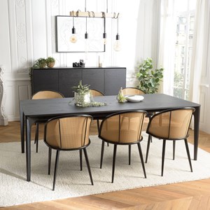 Maxence - table à manger rect. 220x100cm pieds en bois chêne noire