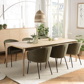 Maxence - table à manger rect. 220x100cm pieds en bois de chêne massif