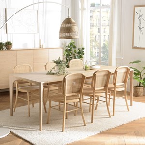 Maxence - table à manger rect. 220x100cm pieds en bois de chêne massif