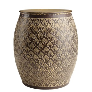 Honore - table d'appoint aluminium 40x45cm motifs doré couleur marron