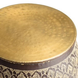 Honore - table d'appoint aluminium 40x45cm motifs doré couleur marron