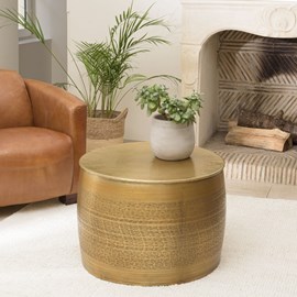 Honore - table basse alu. 60x60cm motifs arabesques couleur laiton