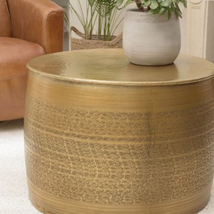 Honore - table basse alu. 60x60cm motifs arabesques couleur laiton