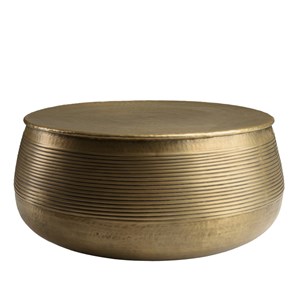 Honore - table basse ronde alu. 70x70cm pied strié couleur laiton