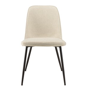 Tom - lot de 2 chaises tissu écru dossier droit pieds acier noir