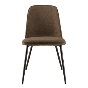 Tom - lot de 2 chaises tissu marron dossier droit pieds acier noir