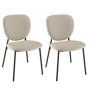 Tom - lot de 2 chaises tissu écru pieds acier noir