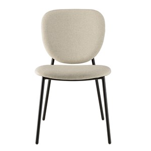 Tom - lot de 2 chaises tissu écru pieds acier noir