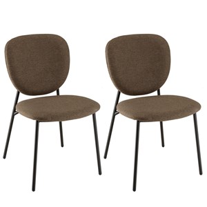 Tom - lot de 2 chaises tissu marron pieds acier noir
