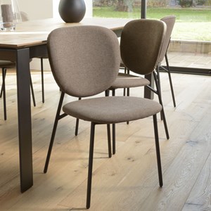 Tom - lot de 2 chaises tissu marron pieds acier noir