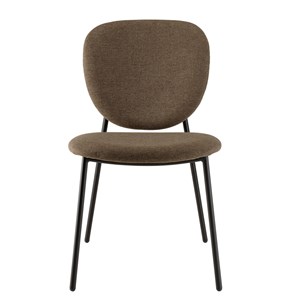 Tom - lot de 2 chaises tissu marron pieds acier noir