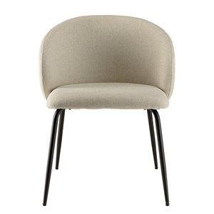 Tom - lot de 2 chaises tissu écru dossier arrondi pieds acier noir