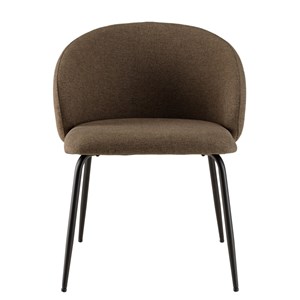 Tom - lot de 2 chaises tissu marron dossier arrondi pieds acier noir