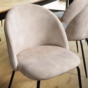 Tom - lot de 2 chaises dossier arrondi tissu velours beige pied noir