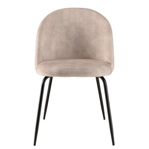 Tom - lot de 2 chaises dossier arrondi tissu velours beige pied noir