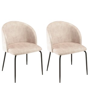 Tom - lot de 2 chaises dossier enveloppant tissu velours beige