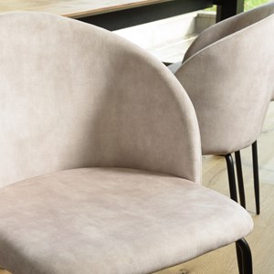 Tom - lot de 2 chaises dossier enveloppant tissu velours beige