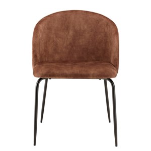 Tom - lot de 2 chaises tissu velours marron dossier enveloppant