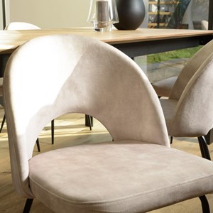 Tom - lot de 2 chaises dossier ouvert tissu velours beige pied noir