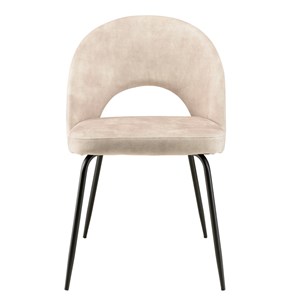 Tom - lot de 2 chaises dossier ouvert tissu velours beige pied noir