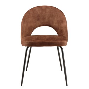 Tom - lot de 2 chaises dossier ouvert tissu velours marron pieds noir