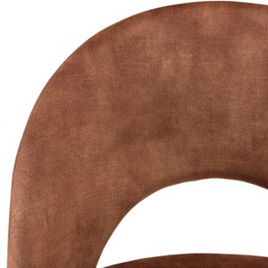Tom - lot de 2 chaises dossier ouvert tissu velours marron pieds noir