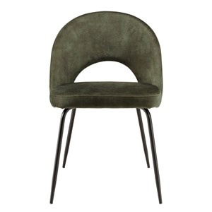 Tom - lot de 2 chaises dossier ouvert tissu velours vert pieds noir